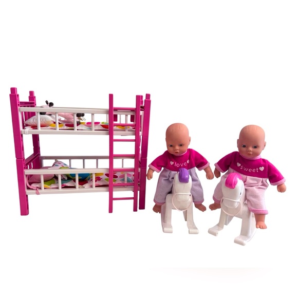 Twin Target Circo 8” Baby Dolls Bunkbed Rocking Horses Stuffed Animals Pillows - Picture 1 of 13